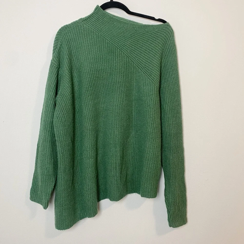 Eloquii Asymmetrical Hem Green Knit Sweater